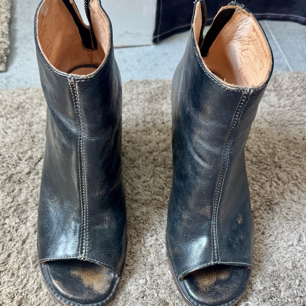 BED|STU Black Leather Ankle Booties